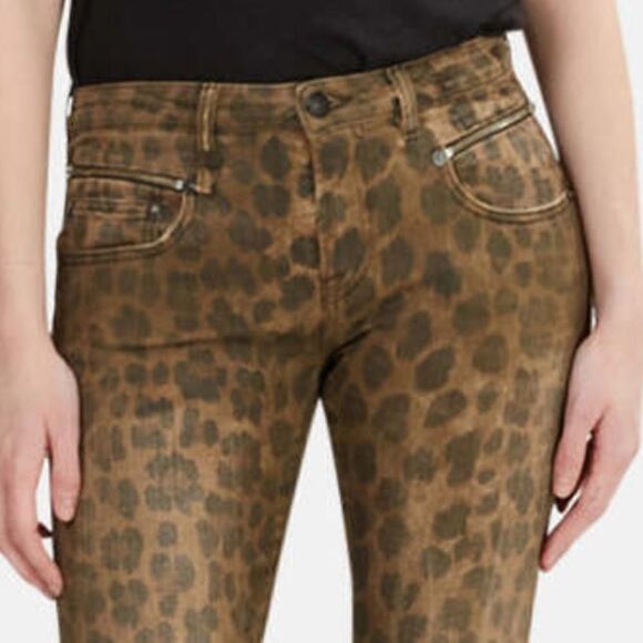 NWT R13 Kate Skinny Distressed Leopard Print Jeans Size 25 - Picture 3 of 15